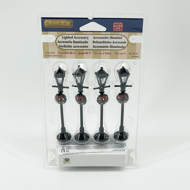 CHRISTMAS GAS LANTERN STREET LAMP SET/4