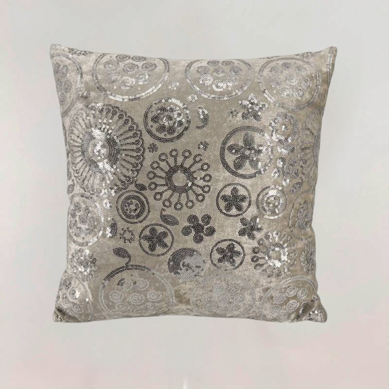 COJIN 42X42CM CREMA PLATEADO CIRCULOS