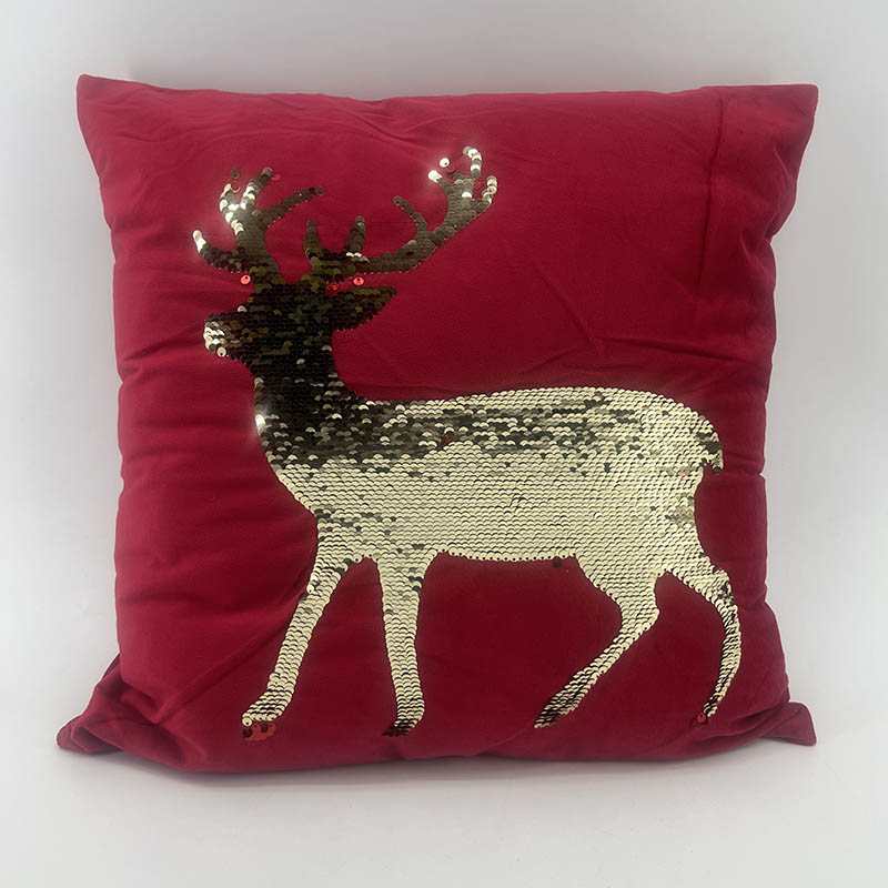 COJÍN 43X43CM VENADO LENTEJUELAS DORADO